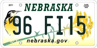 NE license plate 96FI15