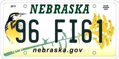 NE license plate 96FI61