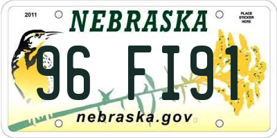 NE license plate 96FI91