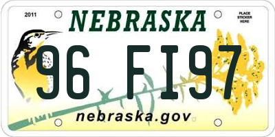 NE license plate 96FI97