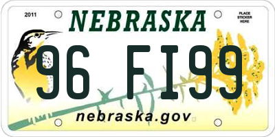 NE license plate 96FI99
