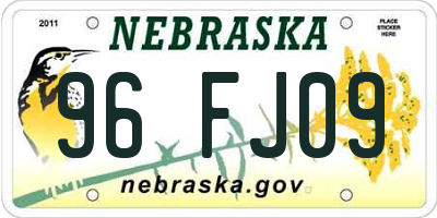 NE license plate 96FJ09