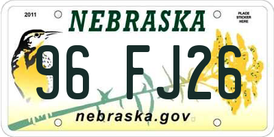 NE license plate 96FJ26