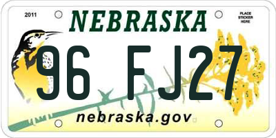 NE license plate 96FJ27