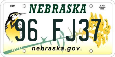 NE license plate 96FJ37