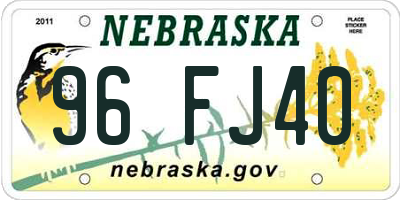 NE license plate 96FJ40