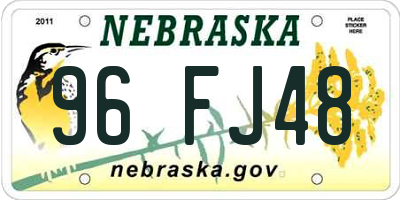 NE license plate 96FJ48