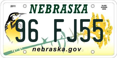 NE license plate 96FJ55