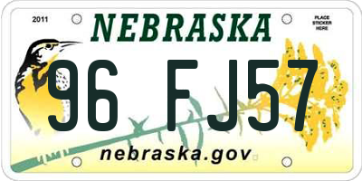 NE license plate 96FJ57