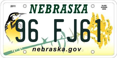 NE license plate 96FJ61