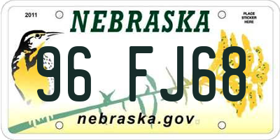 NE license plate 96FJ68