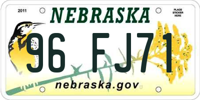 NE license plate 96FJ71