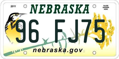 NE license plate 96FJ75