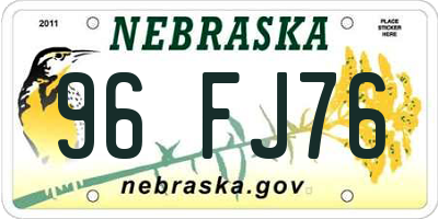 NE license plate 96FJ76