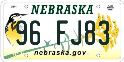 NE license plate 96FJ83