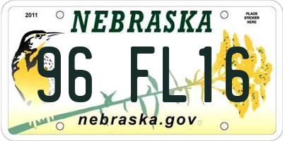 NE license plate 96FL16