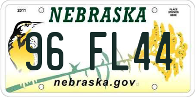 NE license plate 96FL44