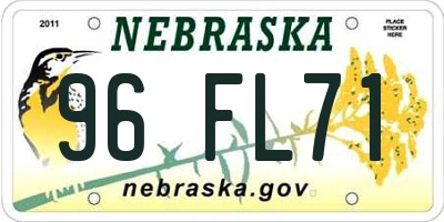 NE license plate 96FL71