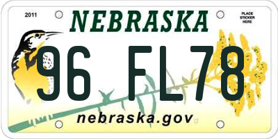 NE license plate 96FL78