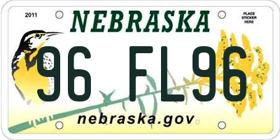 NE license plate 96FL96