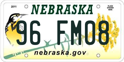 NE license plate 96FM08