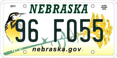 NE license plate 96FO55