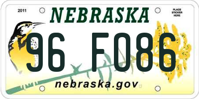 NE license plate 96FO86