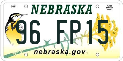 NE license plate 96FP15