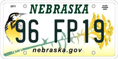 NE license plate 96FP19