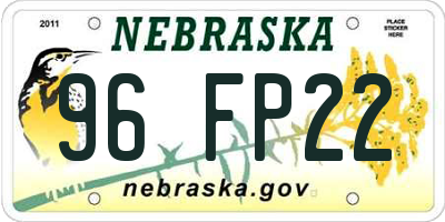 NE license plate 96FP22