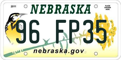 NE license plate 96FP35