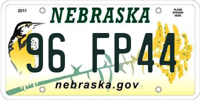 NE license plate 96FP44