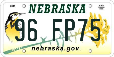 NE license plate 96FP75