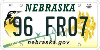 NE license plate 96FR07