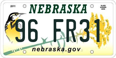NE license plate 96FR31