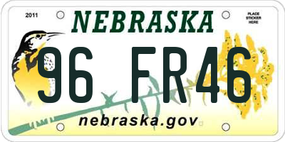 NE license plate 96FR46
