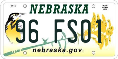 NE license plate 96FS01