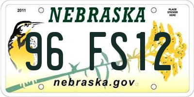 NE license plate 96FS12