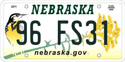 NE license plate 96FS31