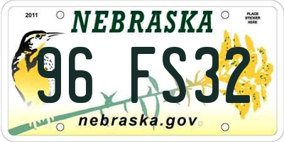 NE license plate 96FS32