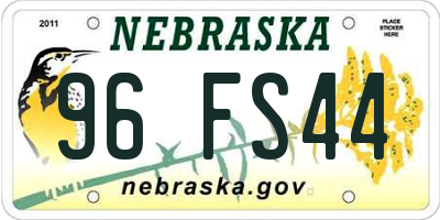 NE license plate 96FS44