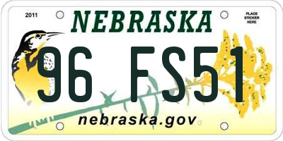 NE license plate 96FS51
