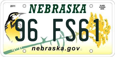 NE license plate 96FS61