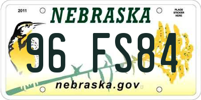 NE license plate 96FS84