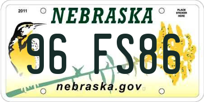 NE license plate 96FS86