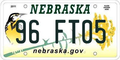 NE license plate 96FT05