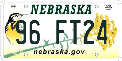 NE license plate 96FT24