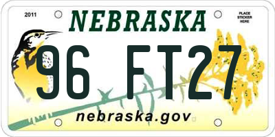 NE license plate 96FT27