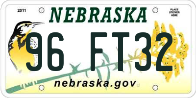 NE license plate 96FT32