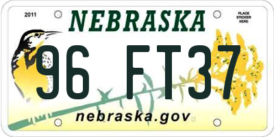 NE license plate 96FT37